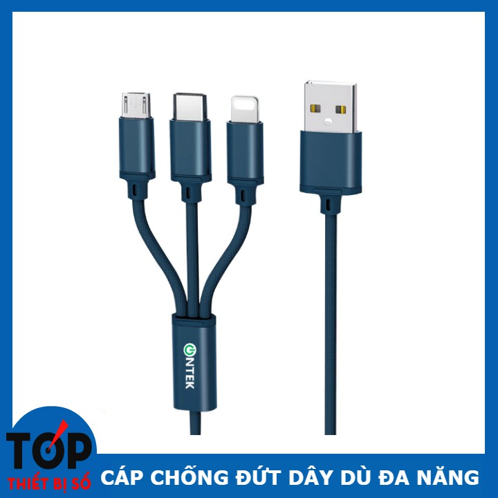 [bigsale]cáp sạc ontek chống đứt 3 đầu đa năng cao cấp IP- micro usb-type c hàng xịn