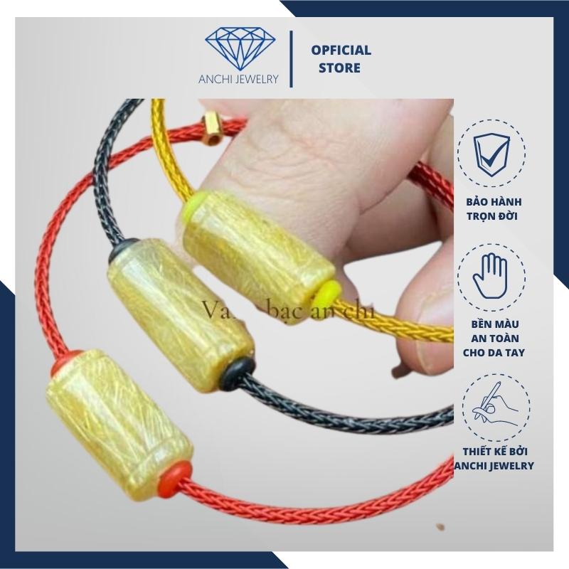Vòng tay lu thống đá tóc vàng mệnh kim / thổ, Anchi jewelry