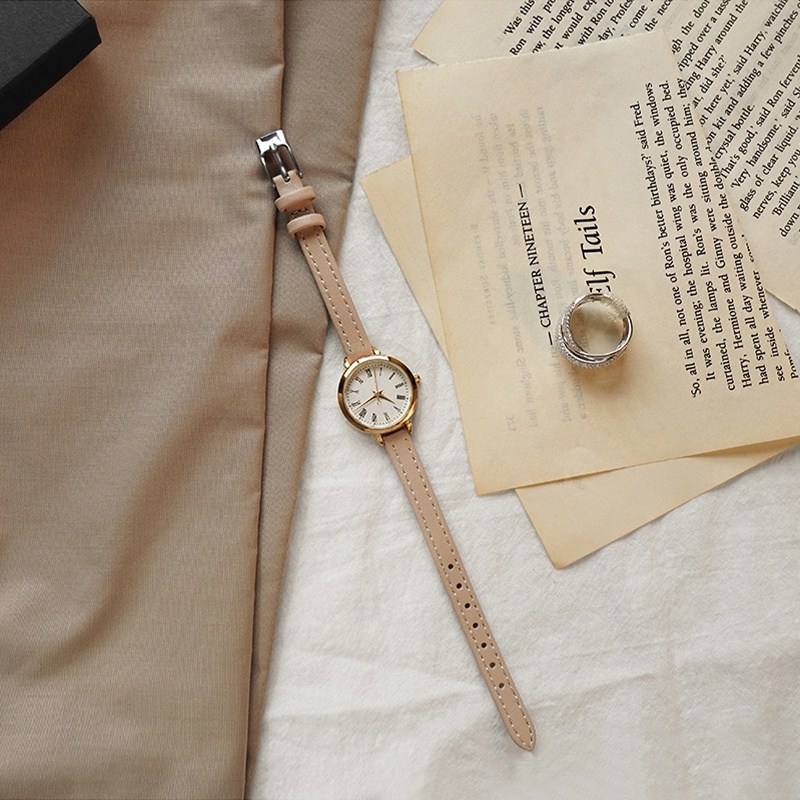 Đồng hồ Quartz nữ dây da mặt tròn thời trang