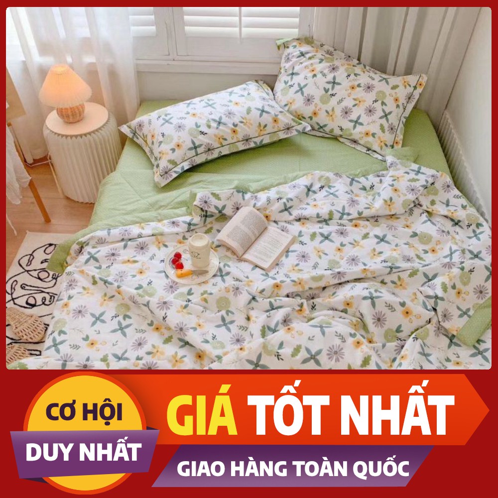 Bộ chăn ga cotton chăn hè trần hè thu mẫu mới 2020