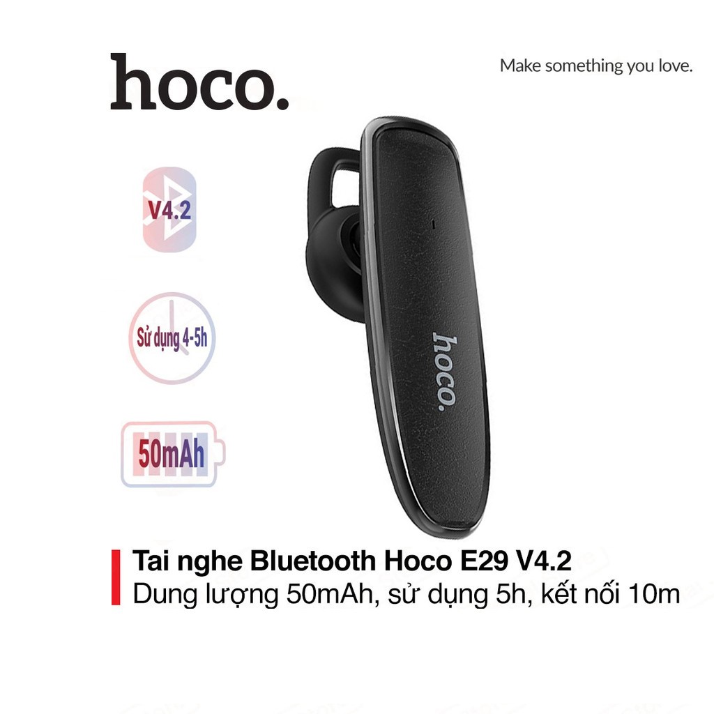 Tai nghe Bluetooth V4.2 Hoco E29 pin 50mAh có Micro đàm thoại sử dụng từ 3h- 5h