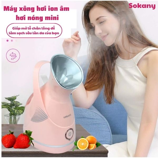 Máy Xông Hơi Làm Đẹp Da Mặt Tại Nhà Sokany Chính Hãng - Hàng loại 1 - Tặng 01 lọ tinh dầu - BẢO HÀNH 12 THÁNG