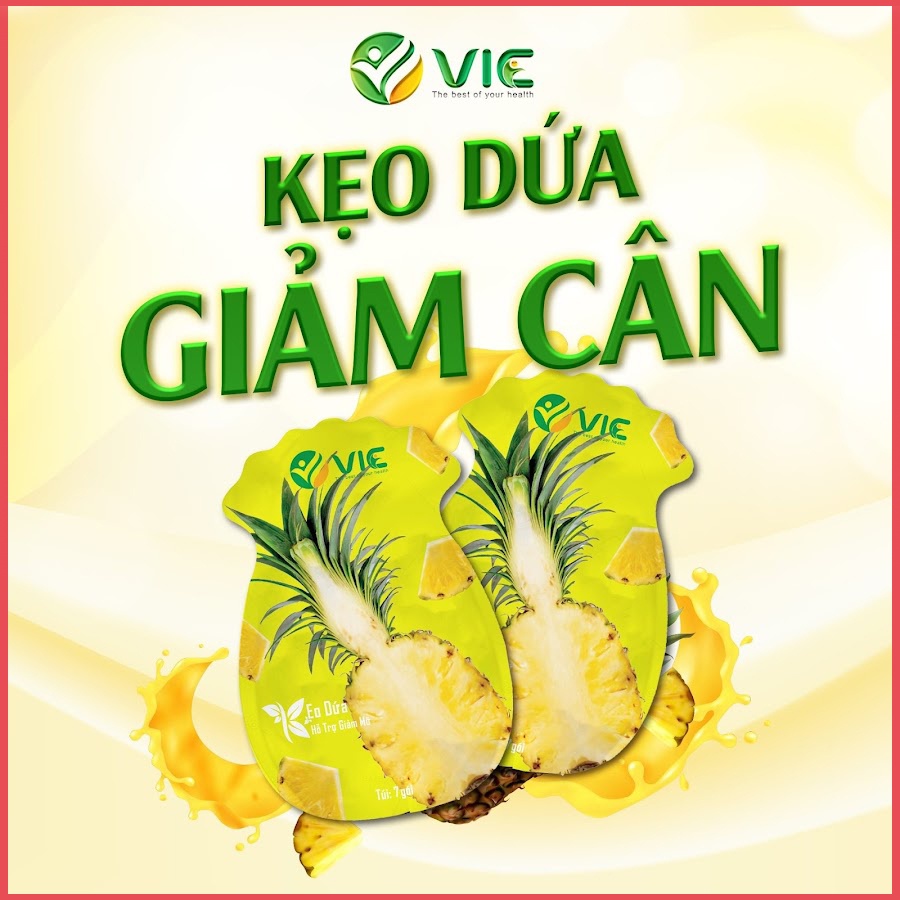 Kẹo dứa giảm cân VIC organic, kẹo dứa giảm mỡ giảm thèm ăn không gây mệt mõi, 1 túi 7 viên