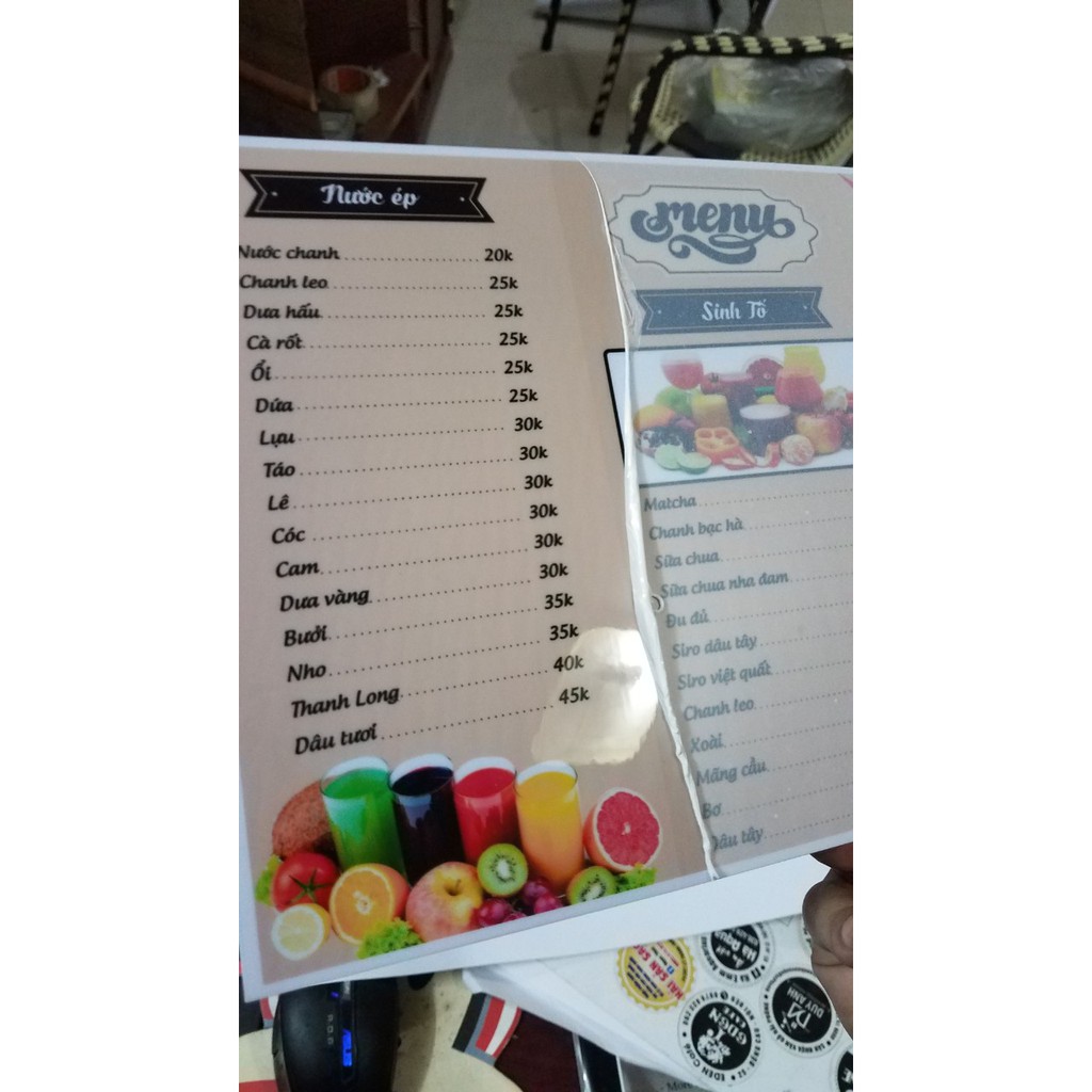 Combo 10 menu nhựa