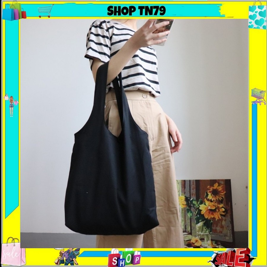 Túi tote đeo chéo canvas loại to thời trang phong cách Hàn Quốc giá rẻ đi học TĐ-46