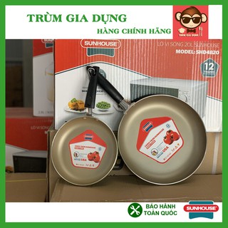 Cặp chảo nhôm trơn cạn SUNHOUSE Phi 18 + 24 (Xanh - Sampanh), chảo chống dính SHS2418