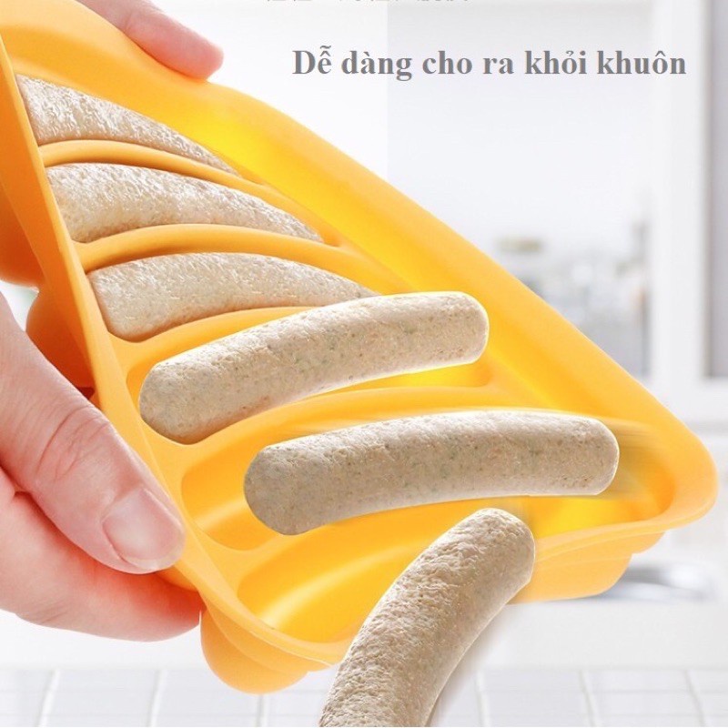 Khuôn silicone làm xúc xích cho bé ăn dặm, chịu nhiệt tốt