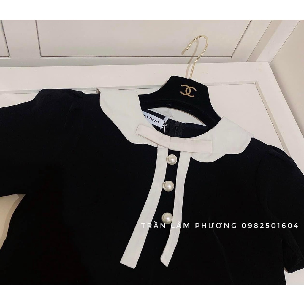 Váy suông đen cổ bèo Libre