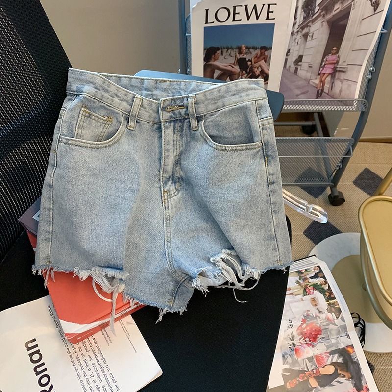 Quần Short denim Lưng Cao Ống Rộng Thời Trang Mùa Hè Dành Cho Nữ