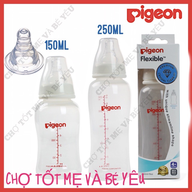 VỈ 2 NÚM VÚ PIGEON SIÊU MỀM CỔ HẸP ĐỦ SIZE S,M,L,Y