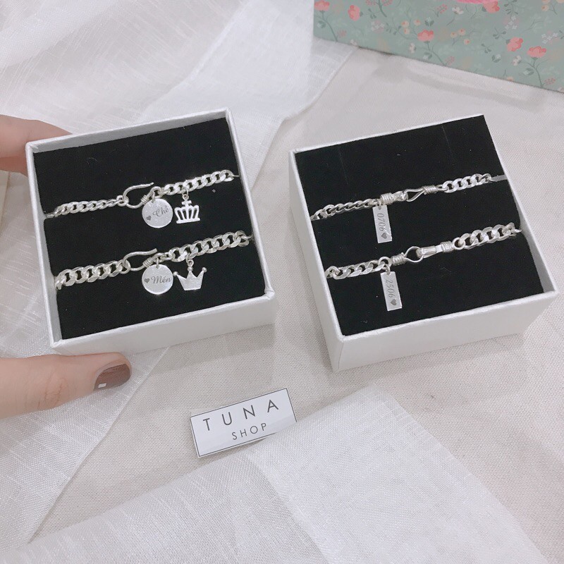 Vòng tay đôi THIẾT KẾ [𝑲𝒉𝒂̆́𝒄 𝒕𝒉𝒆𝒐 𝒚𝒆̂𝒖 𝒄𝒂̂̀𝒖] Lắc đôi Bạc _ 𝑨̉𝒏𝒉 +𝑽𝒊𝒅𝒆𝒐 𝒕𝒉𝒂̣̂𝒕 __ Cam kết chuẩn Bạc_TUNASHOP