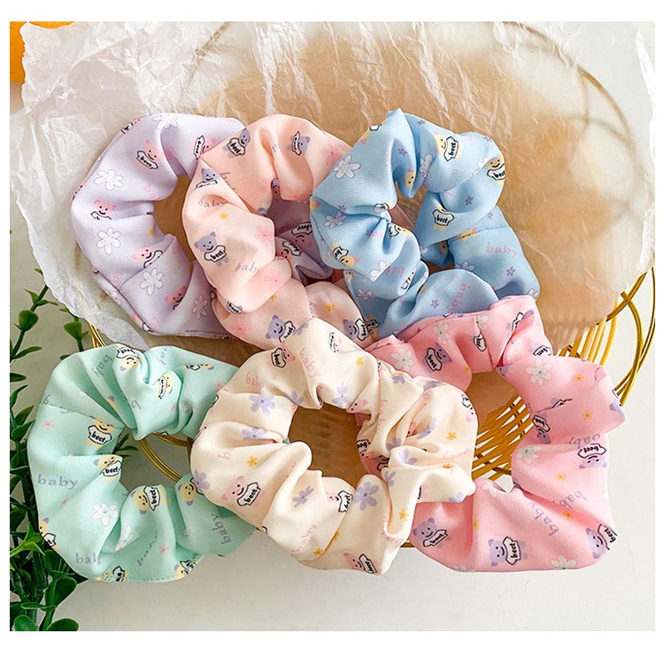 Dây cột tóc vải scrunchies hình gấu nhiều màu ngọt ngào dễ thương phiên bản Hàn quốc DS3
