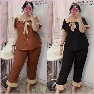 Pirama Tiểu Thư  Bigsize Nữ cổ bèo cột nơ 67kg đến 95kg