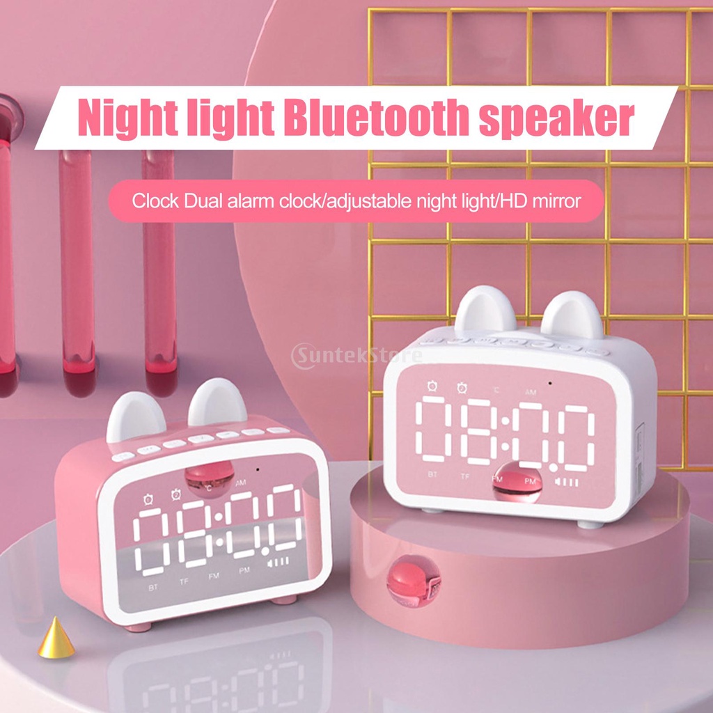 Đồng hồ báo thức kỹ thuật số không dây có đèn LED và loa bluetooth cho trẻ em