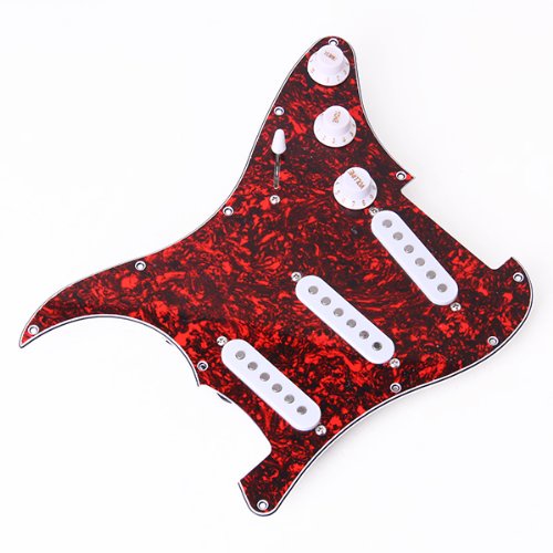 Electric Guitar Pickguard Loaded Prewired Pickups 11 Hole 3 Single-coil Red