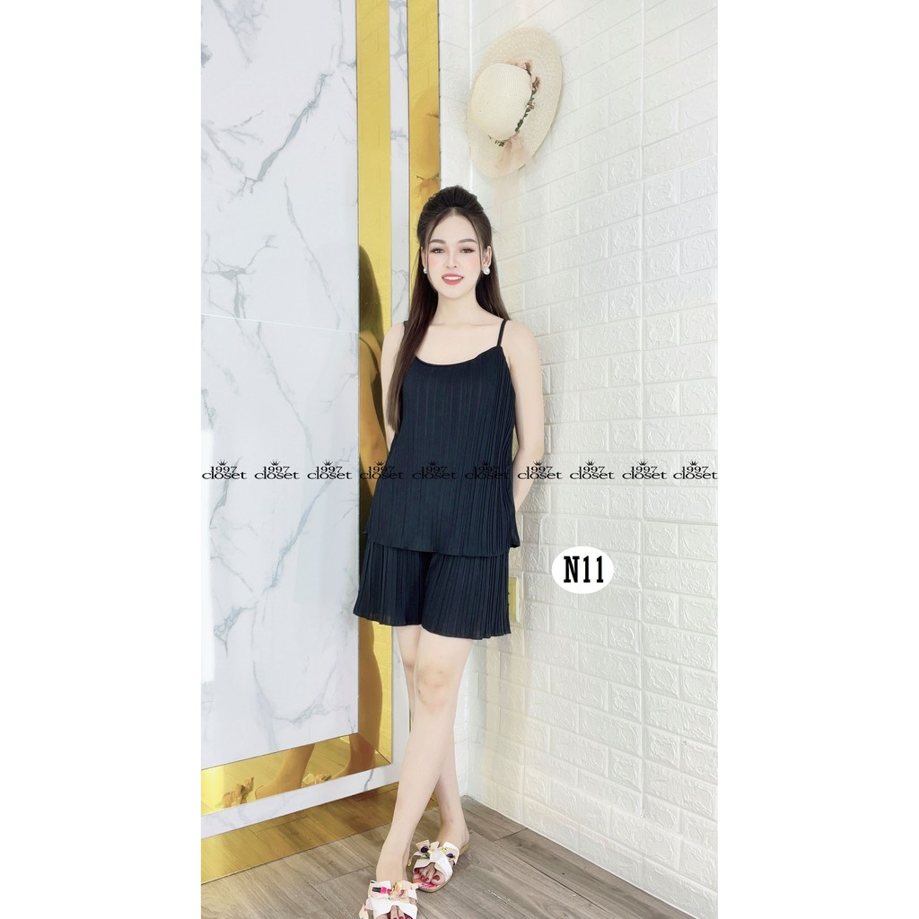 Đồ ngủ 2 dây xếp ly xinh quyến rũ, đồ mặc nhà mát mịn trẻ trung N11 - 1997Closet | BigBuy360 - bigbuy360.vn