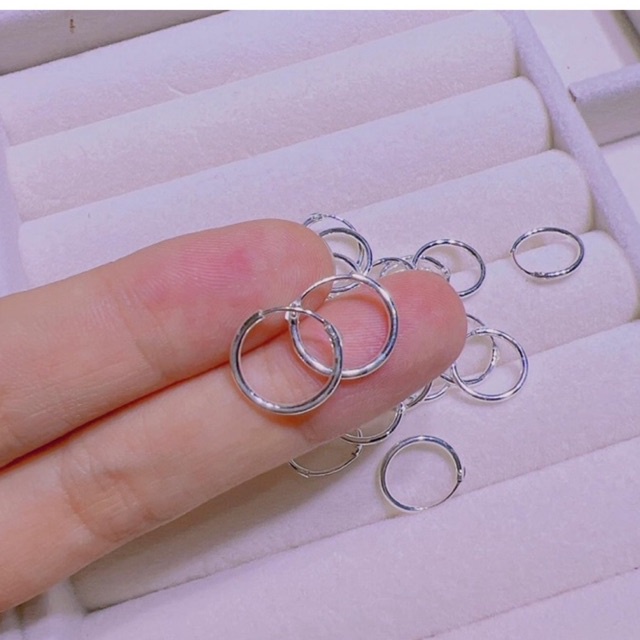 Bông tai nữ vòng tàu trơn bóng đẹp size 10mm chuẩn bạc ta -THJ SLIVER