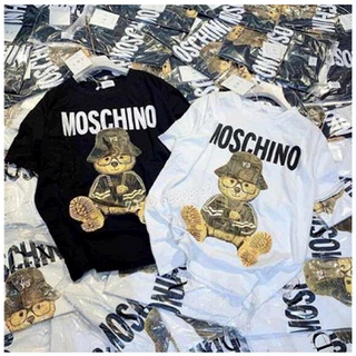 Áo phông Moschino gấu cao cấp, áo đôi nam nữ cổ tròn mặt gấu siêu đáng yêu
