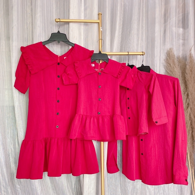 Đồ gia đình màu đỏ - phù hợp lễ -Tết - Noel - đi tiệc - áo gia đình chụp hình kỉ niệm cuối năm thôi nôi màu đỏ