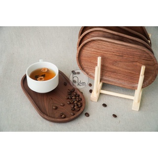 Khay gỗ nguyên khối gỗ Óc Chó, Tần Bì, khay hình oval