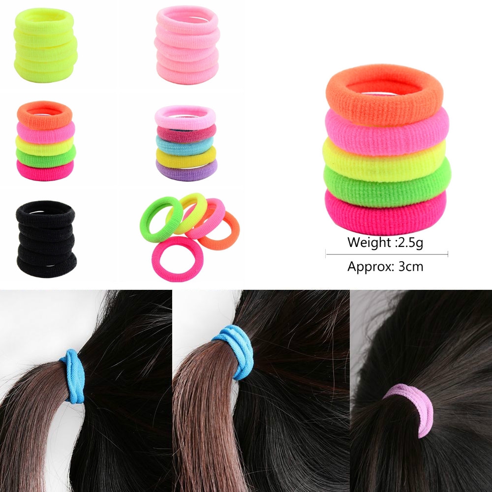 Set 100 dây cột tóc co giãn