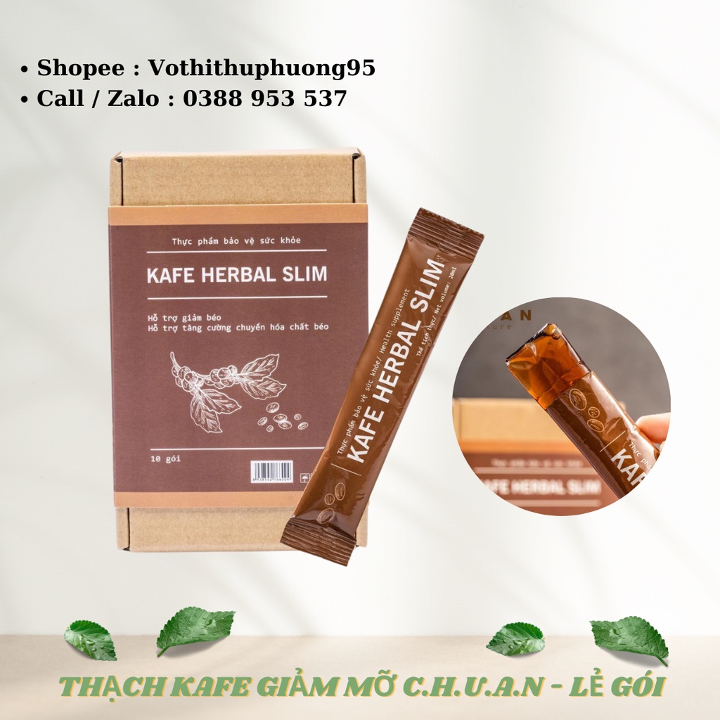 Thạch kafe hỗ trợ giảm cân, giảm béo Kafe Herbal Slim CHUAN - 1 gói