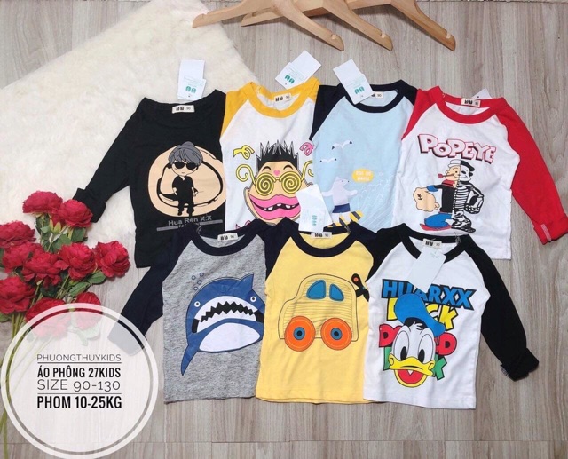 [XẢ KHO] Áo thun dài tay cho bé 27KIDS in hình ngộ nghĩnh chất cotton thoáng mát