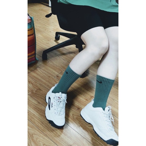 Tất màu Pack 3 đôi tất thể thao Nike cao cổ màu Green thấm hút mồ hôi, dày dặn thoải mái