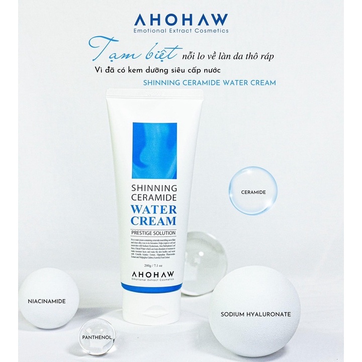 Kem Cấp Nước Ahohaw Shining Ceramide Water Cream 200g Bảo Vệ Làn Da Khỏe Mạnh