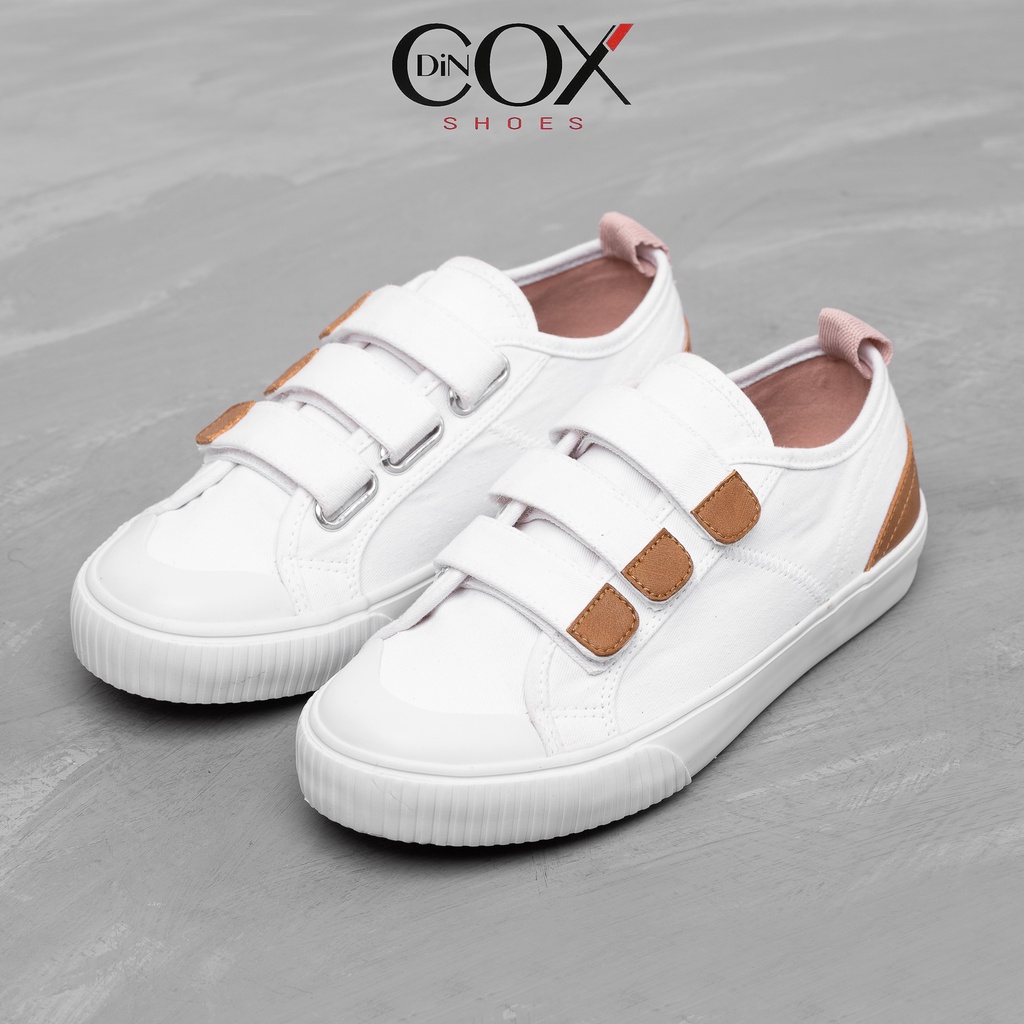 Giày Sneaker Vải Nữ DINCOX E01 Quai Dán Nữ Tính White