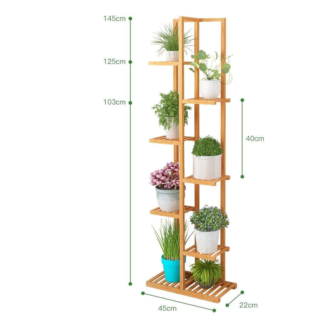 Kệ/vách trang trí ziczac bằng tre 7 tầng