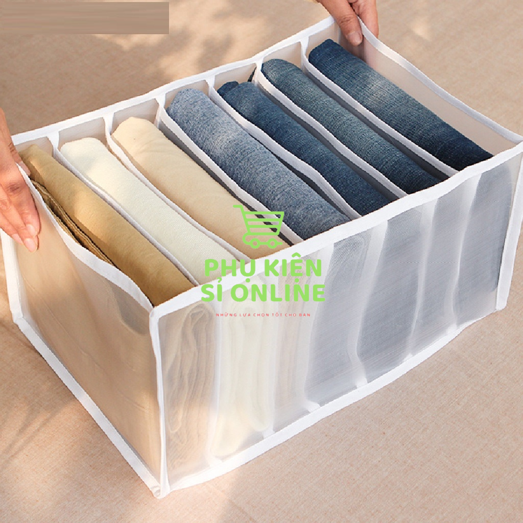 Túi vải lưới chia ngăn xếp gọn đựng quần áo, phụ kiện (7 &amp; 9 NGĂN) Store4girls
