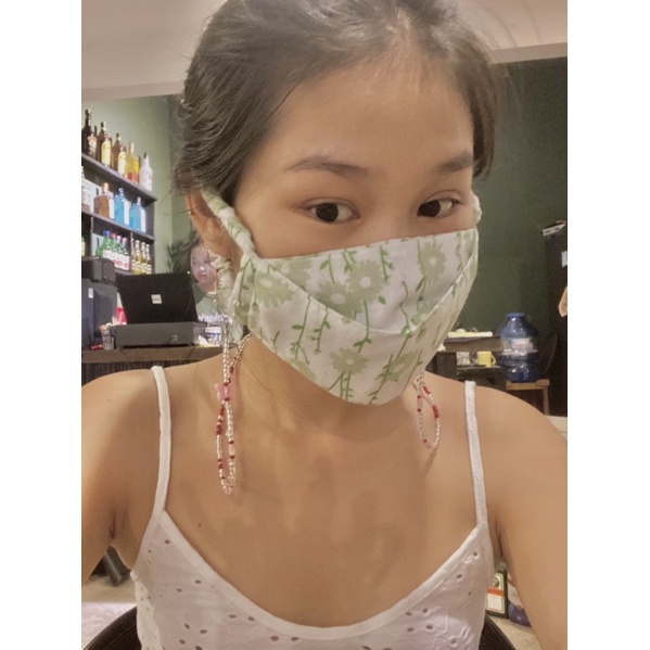 [294] Dây đeo khẩu trang màu hồng đỏ dễ thương