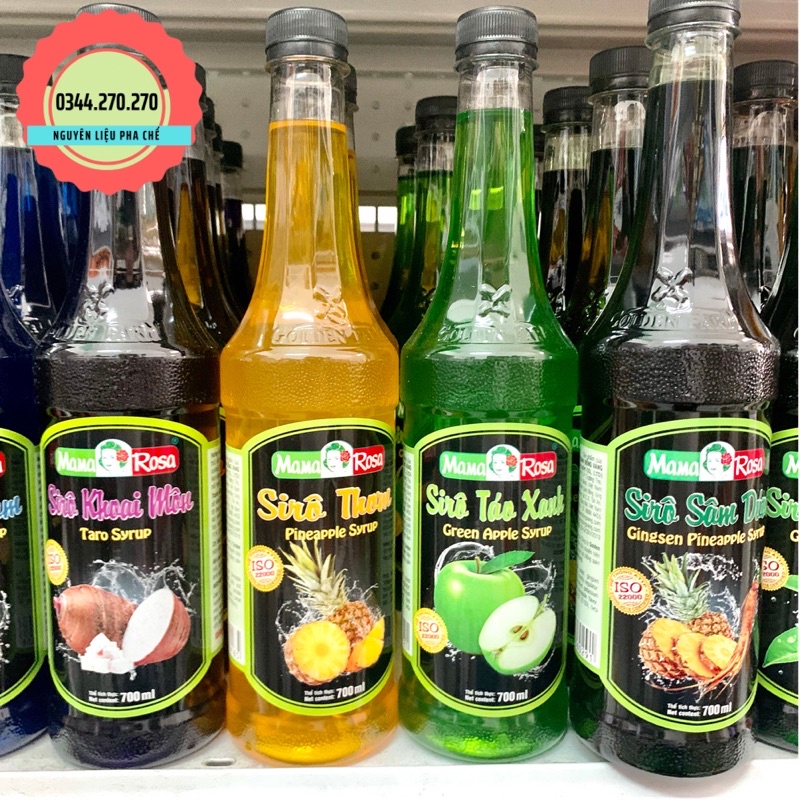 Siro Golden farm Mama rosa đủ hương đào, vải, dâu.. Chai 700ml -