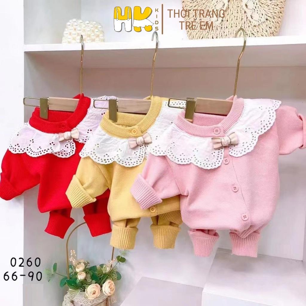 Bộ quần áo len cho bé HK KIDS kiểu cổ cánh sen, chất len cao cấp mềm mịn đanh lì size cho bé từ 0 đến 3 tuổi (mã 0260)