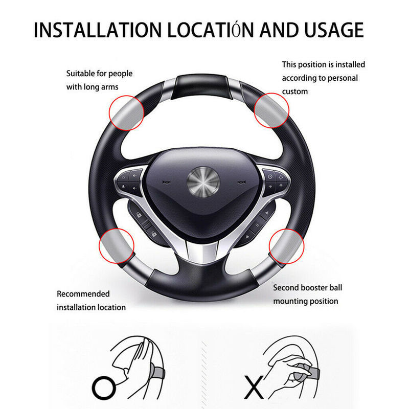 [ Ready Stock ] 360 Degree Rotation Universal Car Steering Wheel Booster/ Auto Car Steering Wheel Spinner Knob Booster Ball/ Car Handle Aid Turning Control Rotary Ball/ Car Styling Accessories