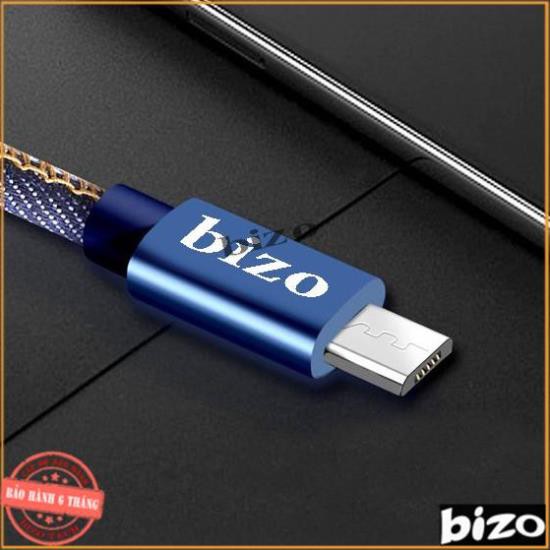 [BẢO HÀNH 12 THÁNG] Dây sạc nhanh iphone, samsung, USB type C bọc vải denim siêu bền Bizo Z12, 5V - 2,4A, Công nghệ bizo