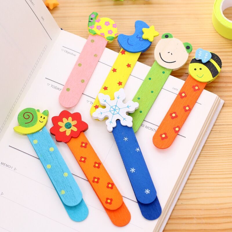 Thước Kẹp Đánh Dấu Trang Sách Bằng Gỗ Hình Động Vật Hoạt Hình Đáng Yêu