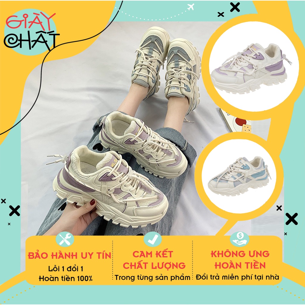 Giày thể thao độn đế thấp cổ nữ thông hơi thoáng khí , Giày sneaker nữ đế răng cưa  thấp cổ siêu hot