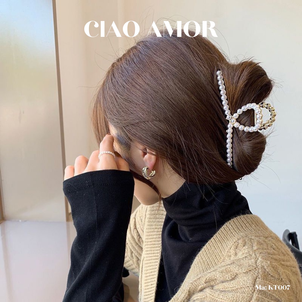 Kẹp tóc nữ , kẹp càng cua đính đá to bản Thời trang Hàn Quốc - Phụ kiện tóc Ciao Amor - Mã KT007