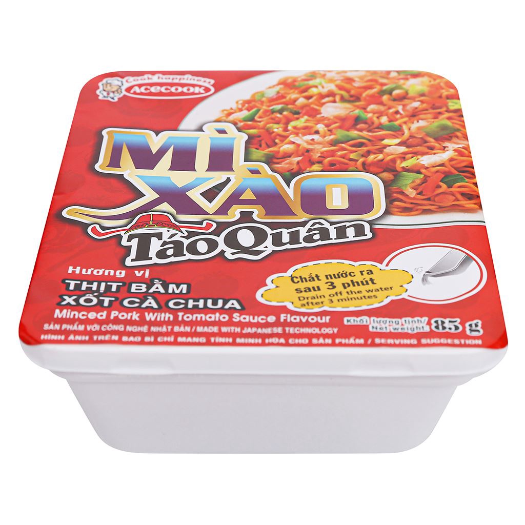 Thùng 18 Khay lớn mì xào Táo Quân Thịt bằm sốt cà khay 85g