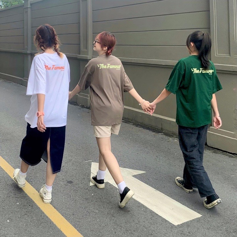 Áo thun nam nữ Unisex form rộng The Famous chất liệu cotton co giãn 4 chiều