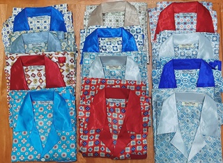 Bộ pijama phi bộ ngủ nam trung niên họa tiết dài tay, chất liệu phi bóng [ẢNH THẬT]