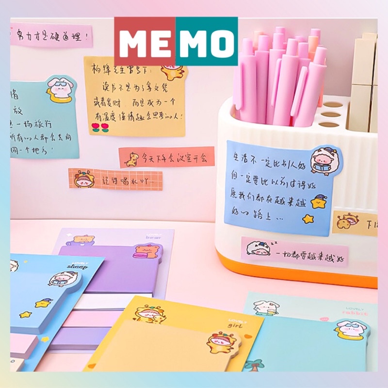 Giấy note ghi nhớ ghi chú MEMO tiện dụng với 4 kích thước phù hợp nhiều kiểu ghi chú