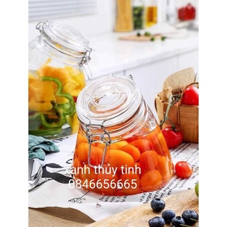 Hũ thủy tinh nắp cài kiểu mới - mã 7010A - dung tích 1,8 lít (Nắp trắng)