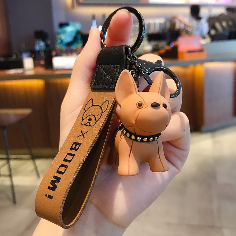 Móc khóa cute cún Bulldog treo ba lô dễ thương, móc chìa khóa xe máy hình chó đẹp phong cách Hàn Quốc DOITNOW MK63