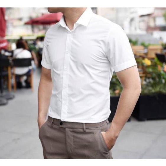 Áo sơ mi nam trơn, cộc tay, vải mềm mại, không nhăn, thấm hút mồ hôi tốt, dáng chuẩn, năng động, trẻ trung | BigBuy360 - bigbuy360.vn
