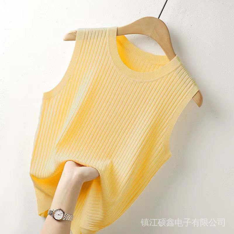 Áo Dệt Kim Sát Nách Dáng Ngắn Size Lớn Thời Trang Cho Nữ