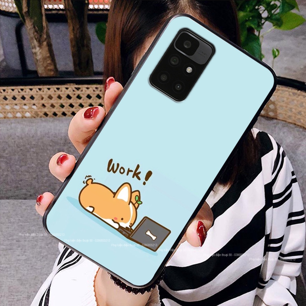 Ốp lưng kính Xiaomi redmi 10 hình 3D dễ thương gấu bear đáng yêu