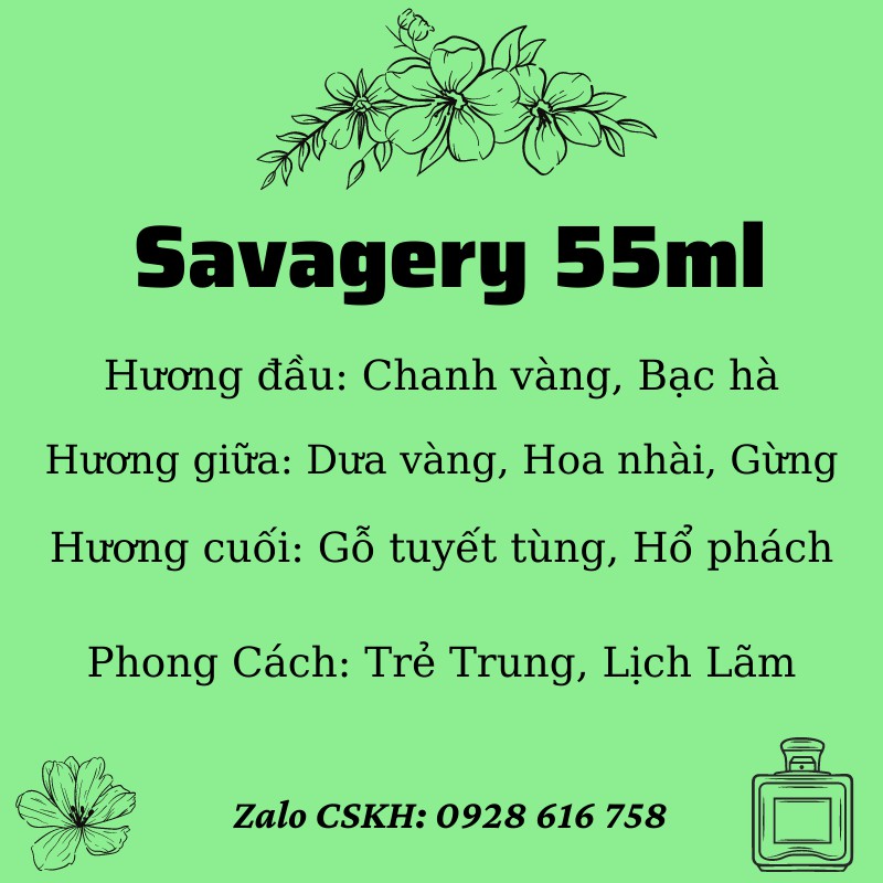 Nước Hoa Nam, Nước Hoa Savegery 55ml Sang Trọng, Lịch Lãm Thơm Lâu 12h | Thế Giới Skin Care